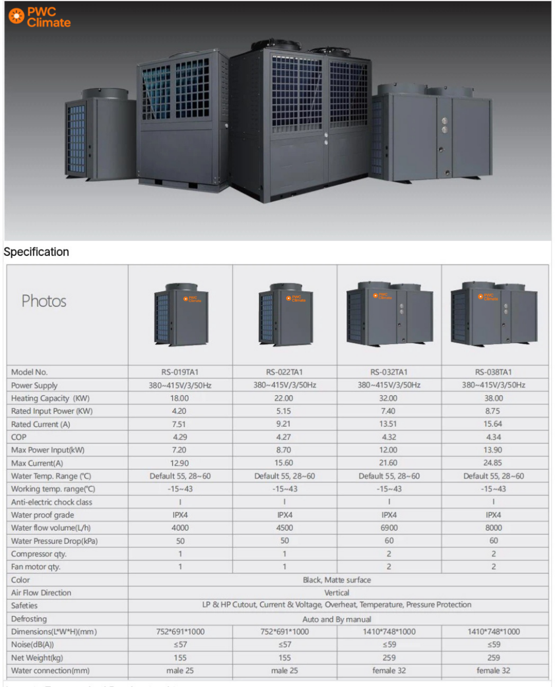 PW-RS-series powerful heat pump water heating